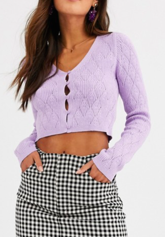 ASOS DESIGN pointelle v neck cardigan