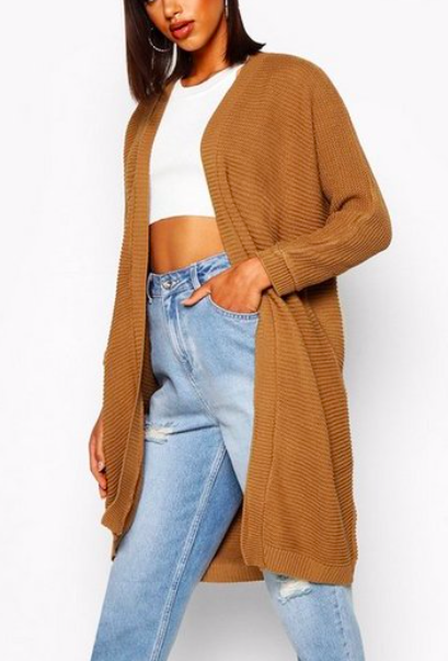 BOOHOO Cocoon Oversized Rib Knit Cardigan