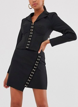 4th &amp; Reckless corset collar blazer with hook and eye detail in black