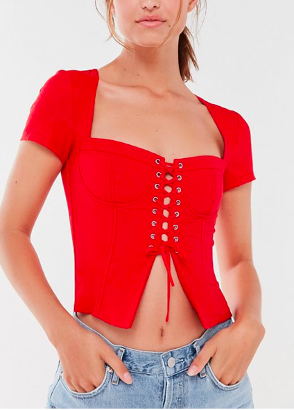 I.AM.GIA Evita Lace-Up Bustier Top
