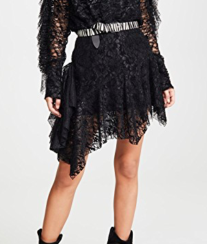 Anais Jourden Black Velvet Lace Mini Skirt  