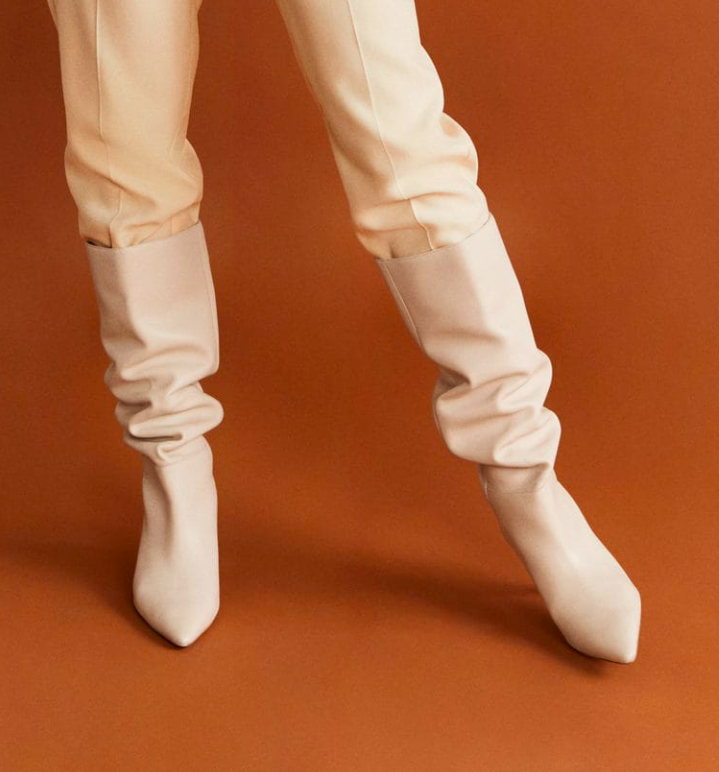 Mango Leather high-leg boots