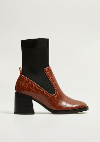 Mango Stretched contrast ankle boots
