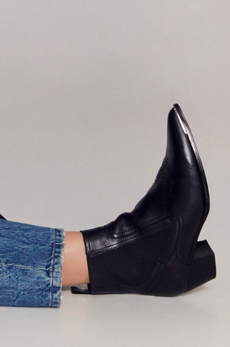 Mango Leather cowboy ankle boots