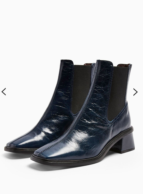 Topshop MIA Leather Navy Chelsea Boots