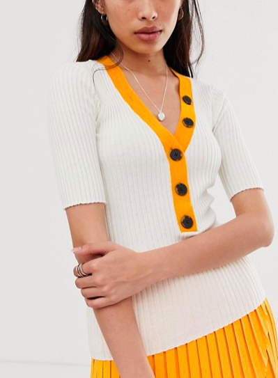 Selected Femme lightweight knitted top with button detail