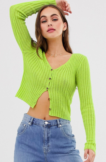 Emory Park button front top in slim rib knit