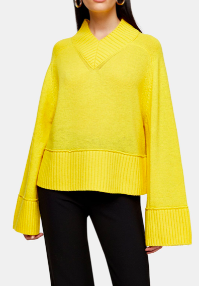 *Yellow Lambswool Blend V Neck Jumper By Topshop Boutique
