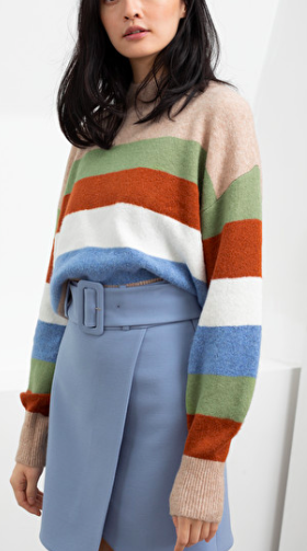 Stories Striped Mock Neck Sweater