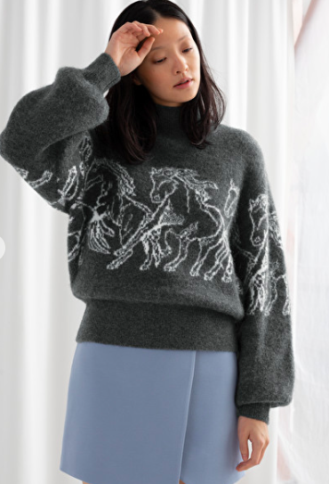 Stories Horse Motif Knitted Sweater