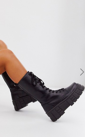 ASOS DESIGN Athens chunky high lace up boots in black