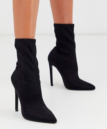 ASOS DESIGN Esmerelda high heeled sock boots in black