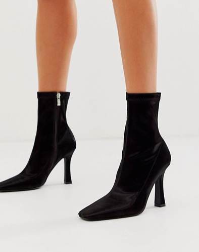 RAID Collin black sock boots with flared heel