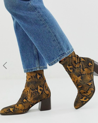 ASOS DESIGN Rosie neoprene sock boots in natural snake