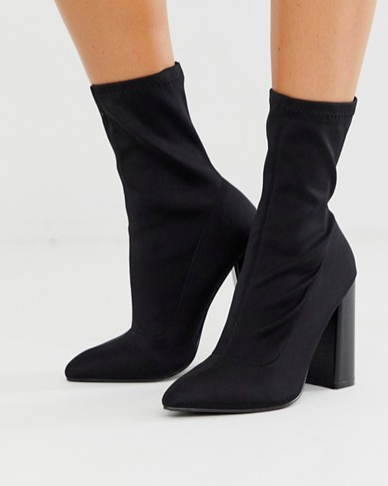 Public Desire Libby high heeled sock boots in black