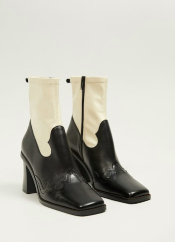 mango Leather cowboy ankle boots