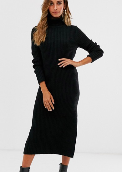 ASOS DESIGN chunky midi dress with side split in recycled blend