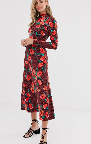 Free People retro romance floral midi dress