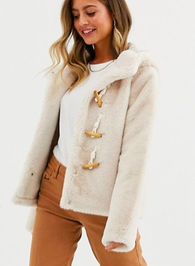 Urban Bliss faux fur duffle jacket with hood