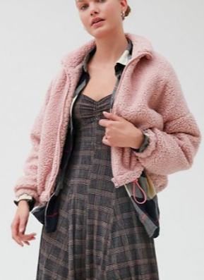 UO Willow Fuzzy Drawstring Teddy Jacket