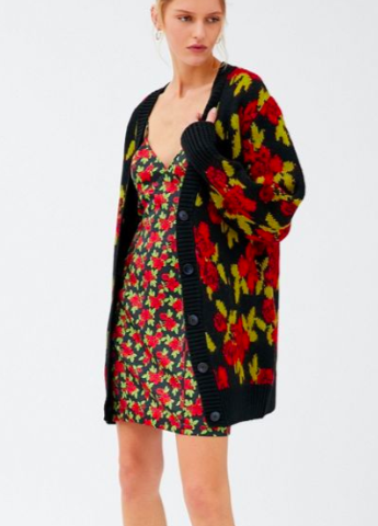 UO Reign Floral Intarsia Knit Cardigan