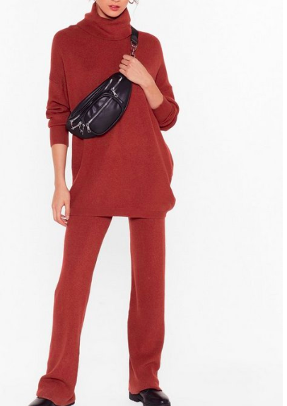 NASTY GAL Turtleneck Sweater and Pants Set