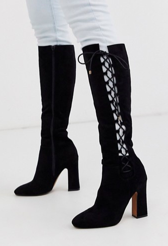 ASOS DESIGN Cecily high heeled knee boot in black