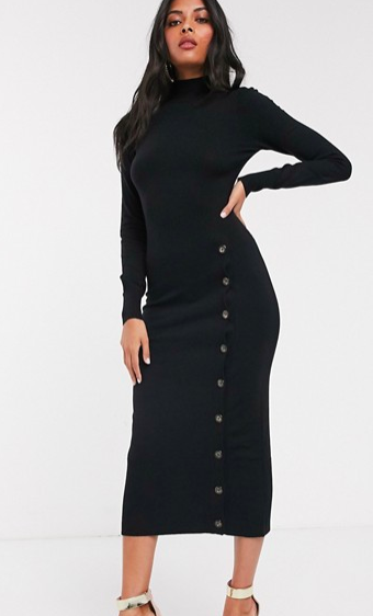Fashion Union high neck knitted dress with button detail
