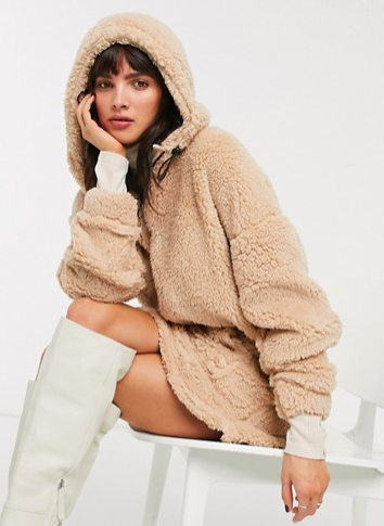 ASOS DESIGN teddy hoodie dress