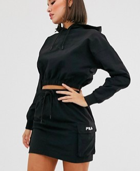 Fila crop hoodie with tonal embroidered logo