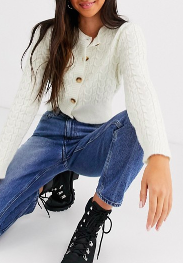 ASOS DESIGN cropped cable cardigan