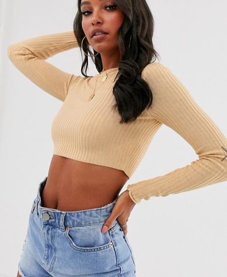 ASOS DESIGN cropped crew neck ribbed sweater