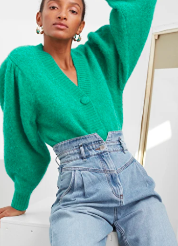 Stories Puff Sleeve Cropped Cardigan