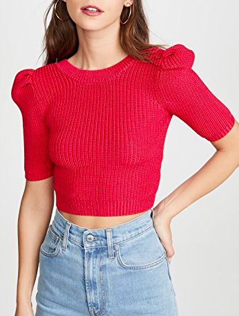 Cushnie Cropped Pleated Knit Top  