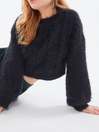 UO Lennox Fuzzy Cable Knit Sweater