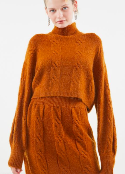 UO Mercer Cable Knit Turtleneck Sweater