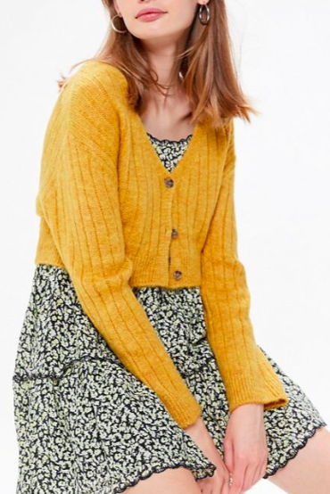 UO Cindy Ribbed Cropped Cardigan