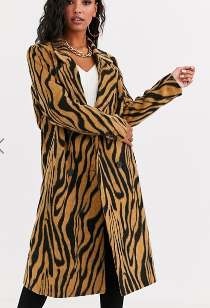 ASOS DESIGN brushed animal double breasted coat