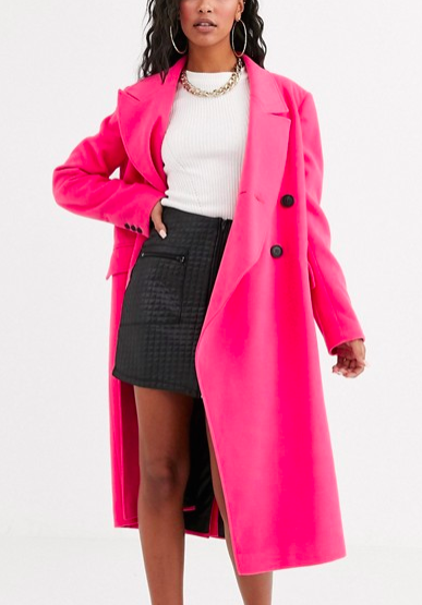 ASOS DESIGN asymmetric front formal coat in pink