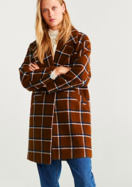 Mango checked lapels coat