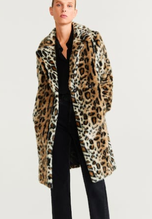 Mango Leopard faux-fur coat