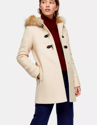 Topshop Oatmeal Hooded Coat