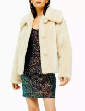 Topshop Ivory Faux Fur Coat