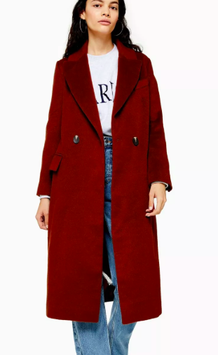 Topshop Burgundy Longline Coat