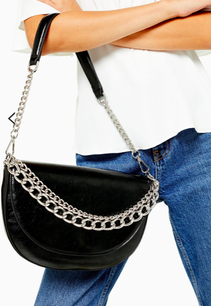 Topshop SPILL Black Chain Shoulder Bag