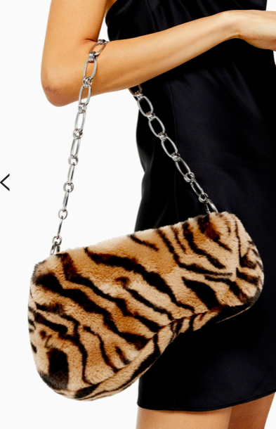 Topshop FAZE Tiger Faux Fur Saddle Shoulder Bag