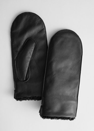 Stories Leather Faux Shearling Mittens