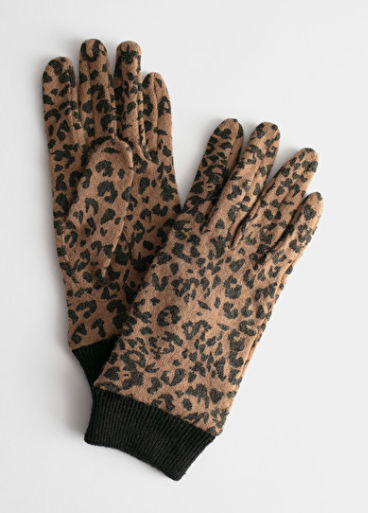 Stories Wool Blend Leopard Print Gloves