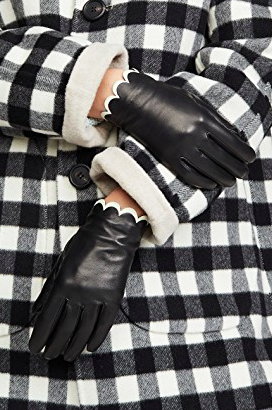 Kate Spade New York Scallop Leather Gloves  