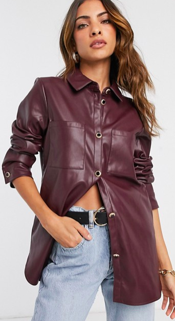 River Island faux leather shirt in red